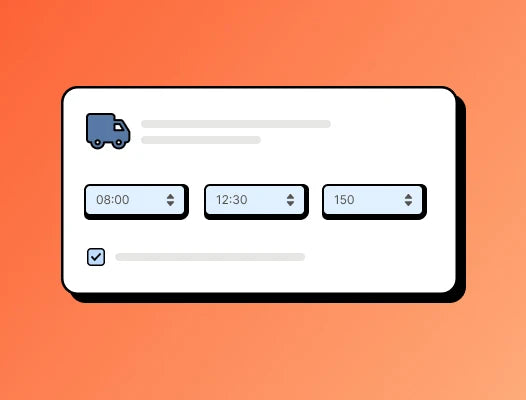 Ilustración minimalista de la interfaz de configuración de zonas de entrega y límite de pedido